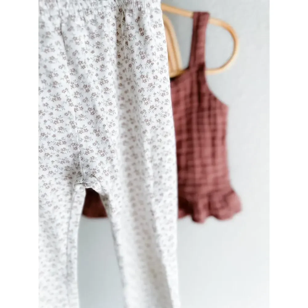 Jamie Kay Organic Dusty Mauve Peplum + Floral Leggings 3/4